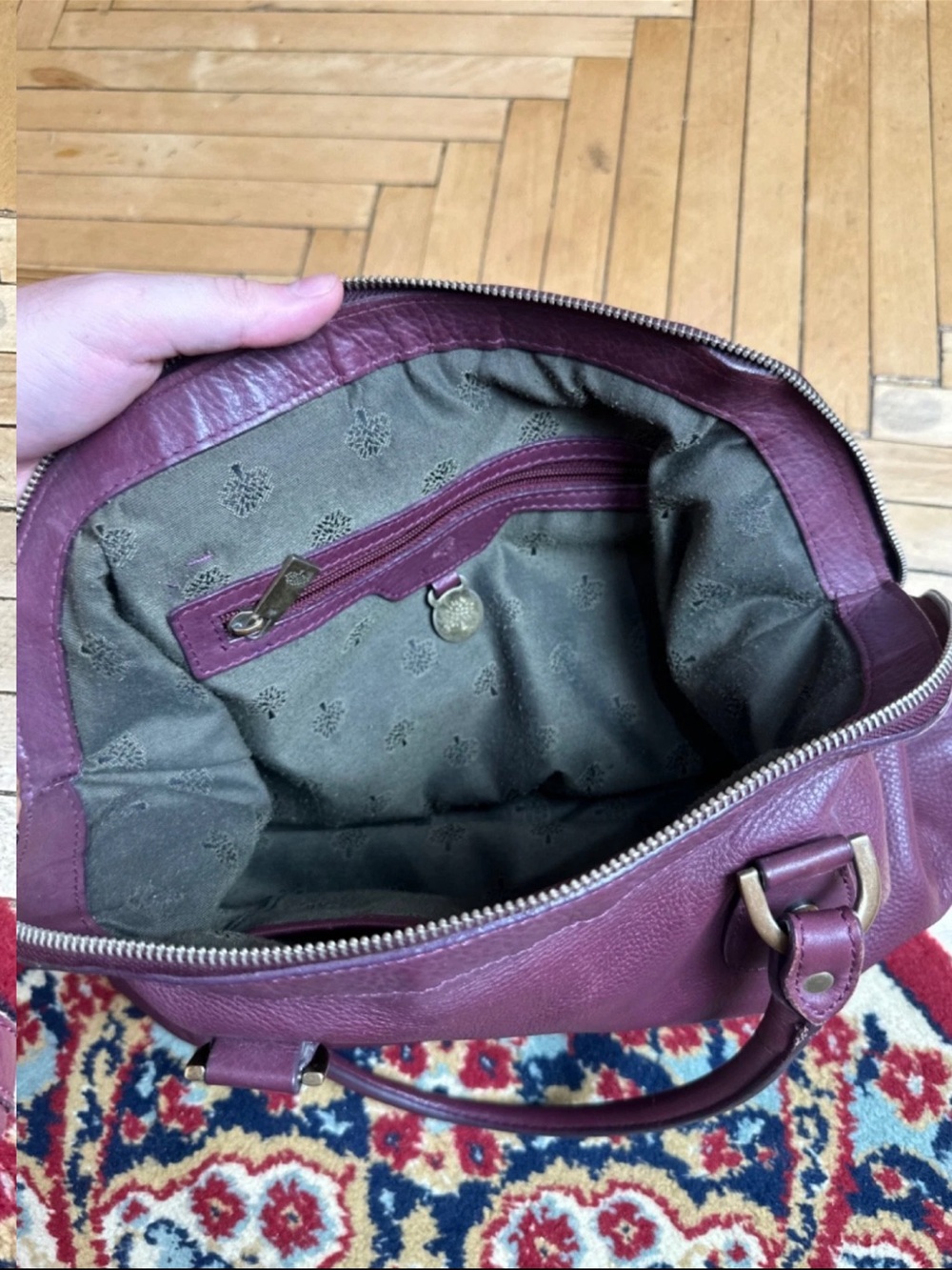 Mulberry Burgundy Leather Satchel with Tassel - Picture 10 of 13